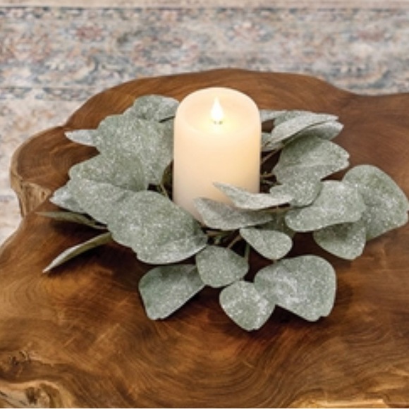*Frosted Dollar Eucalyptus Candle Ring, 3.5” - Picture 9 of 15